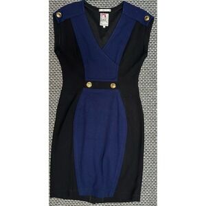 Yoana Baraschi Dress NWT Size 10 Navy/Black Floral Knee Length Dress NYC